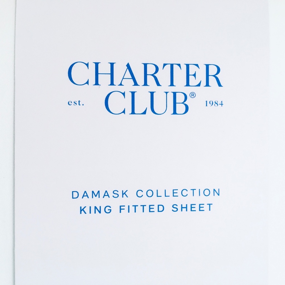 new WHITE Charter Club Damask 550 Thread Count 100% Cotton KING Fitted Sheet